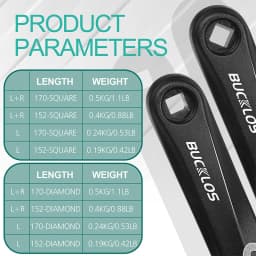 BUCKLOS Bike Crank Arm Square/Diamond/Spline Hole Cranks Aluminum Alloy E-Bike Crank 152mm 170mm 175mm Bicycle Crankset Parts
