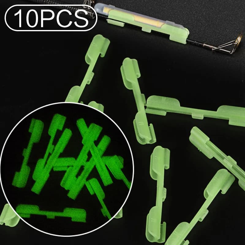 FLYSAND Night Fishing Light Stick Clip ABS Fishing Float Tip Light Holder Luminous Effect Light Stick Clip Card Holder 10PCS/Bag