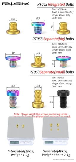 RISK A Whole/Separate Oil Cylinder Lid Bolts for Shimano Bike Brake Lever Titanium Disc Fixed Screw Bicycle Hydraulic Brake Bolt