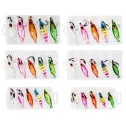 5Pcs/Boxed 10-60G Metal Slow Jig Artificial Sinking Casting Lure Fishing Trolling Lure 3D Eyes Fishing Bait with Assist Hooks