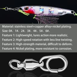 10Pcs Fishing Connector Rolling Swivel Snap Stainless Steel Swivels Ball Bearing Fast Snap Clip Fishing Lure Connector Tackle