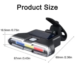 Rechargeable Bicycle Tail Light Solar Power Bike Rear Light Long Endurance Road Cycling Warning Flashlight Taillight MTB Lamp