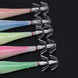 5PCS/bag 6cm7cm9cm Artificial Fluorescent Fishing Lures Squid Hook Cuttlefish Jigs Bait Spinnerbait Wood Shrimps Sea Fishing