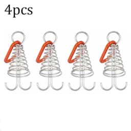 4pcs Outdoor Camping Octopus Wind Rope Fixing Buckle Wooden Deck Gap Fixing Nail with Spring Tent Wind Rope Hook