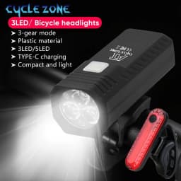 Bike Light Set Front Light with Taillight LED Rechargeable Bicycle Lights 3 Modes Headlight Easy to Install Night Cycling Lamp