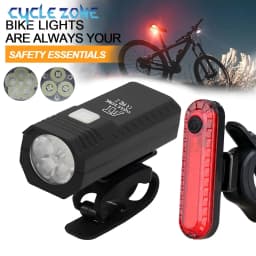 Bike Light Set Front Light with Taillight LED Rechargeable Bicycle Lights 3 Modes Headlight Easy to Install Night Cycling Lamp