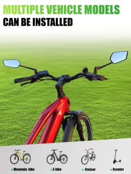 RBRL Wide Angle Bike Mirror Handlebar Ultra Clear Left Right Rearview Mirror with Extended Mirror Arm for Electric Scooter
