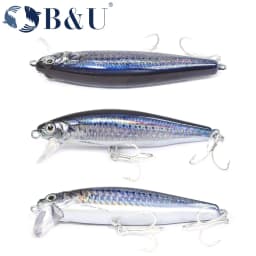 B&U 80mm Sinking Minnow Hard Lure Jerkbait Saltwater Long Casting Distance Fishing Lures Sea Artificial Bait Wobblers Sea Bass