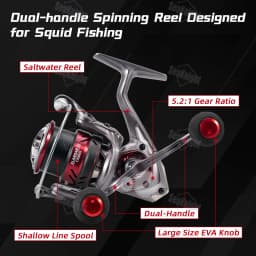 SeaKnight Brand SLARDAR BB C3000S Squid Fishing Dual-Handle Spinning Reel 5.2:1 Low Gear Ratio Anti-corrosive Saltwater Fishing