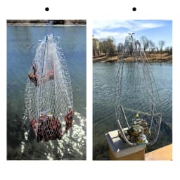 1pc anti Bite Wire Crab Cage, Underwater Elastic Shrinkage Fishing Net, 60cm Diameter, Professional Underwater Fishing equipment