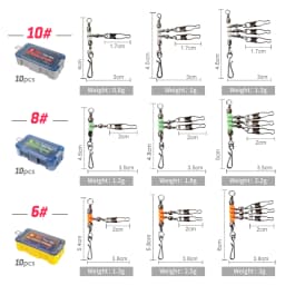 New 10pcs 1-2-3-Way Fishing Snap Connector 6#/8#/10# Stainless Steel Luminous Fishing Pin Connector Barrel Swivels Tackle