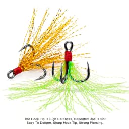 5Pcs 10Pcs Fishing Treble Hooks 4X Strength With Feather Tackle Fishing Hook Stronger Carbon Steel Barbed Fishhooks Pesca