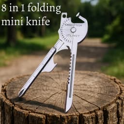 8-in-1 Multi-Tool Keychain for Camping & Survival | Folding Screwdriver, Bottle Opener | Compact Outdoor Utility Pliers with Key