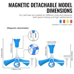 Caiton 4PCS Triangle Golf Tees 1.99in & 2.38in, Adjustable Mother-Child Design, Ball Marker Holder, 2 Styles, Long Drive Use