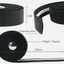 PCycling EVA Honeycomb Road Bicycle Handlebar Tape 2 Rolls 200cm x 3cm Textured Adhesive Bar Wrap with Bar End Plugs Cycling Set