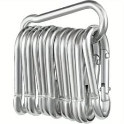 12pcs Stainless Steel Carabiner Set, 6x60mm, 180kg Load Capacity, Rust-Resistant Galvanized, Multi-Use for Outdoor Activitie