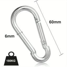 12pcs Stainless Steel Carabiner Set, 6x60mm, 180kg Load Capacity, Rust-Resistant Galvanized, Multi-Use for Outdoor Activitie