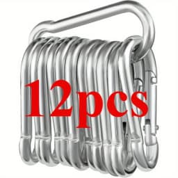 12pcs Stainless Steel Carabiner Set, 6x60mm, 180kg Load Capacity, Rust-Resistant Galvanized, Multi-Use for Outdoor Activitie