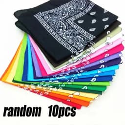 1/10pcs Fashion Hip Hop 100% Cotton Bandana Square Scarf 55cm*55cm Black Red Paisley Headband Printed For Women/Men/Boys/Girls