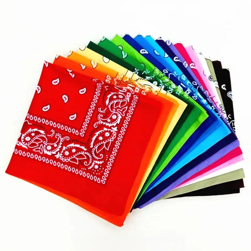 1/10pcs Fashion Hip Hop 100% Cotton Bandana Square Scarf 55cm*55cm Black Red Paisley Headband Printed For Women/Men/Boys/Girls