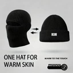 2In1 Winter Balaclava Beanie Hat Knitted Full Face Mask Warm Ski Tactical Cycling Cap Men Women Outdoor Sports Earmuffs Hat