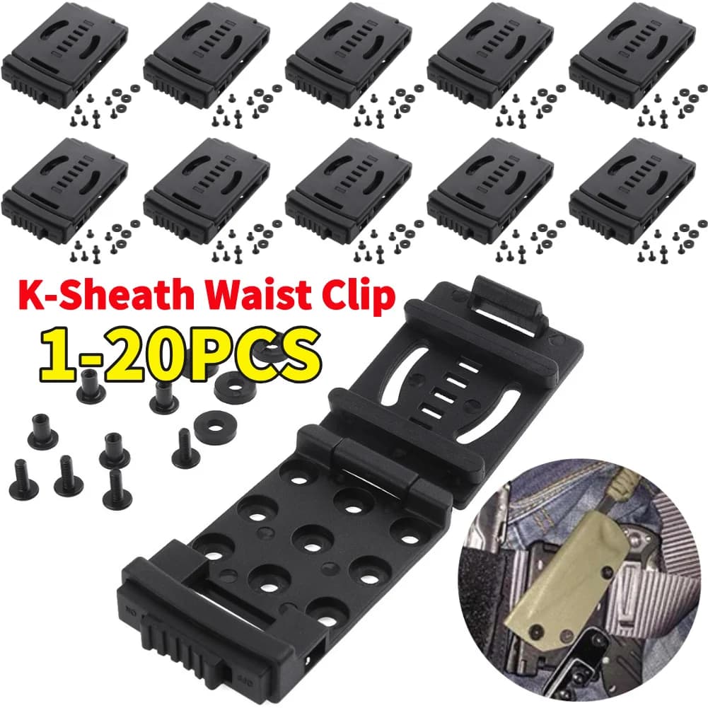1-20Pcs K Sheath Kydex Waist Belt Clip Hunting Knife Scabbard Kit Tek Lok Belt Clamp Belt Mag Gun Holster Waist Back Clips