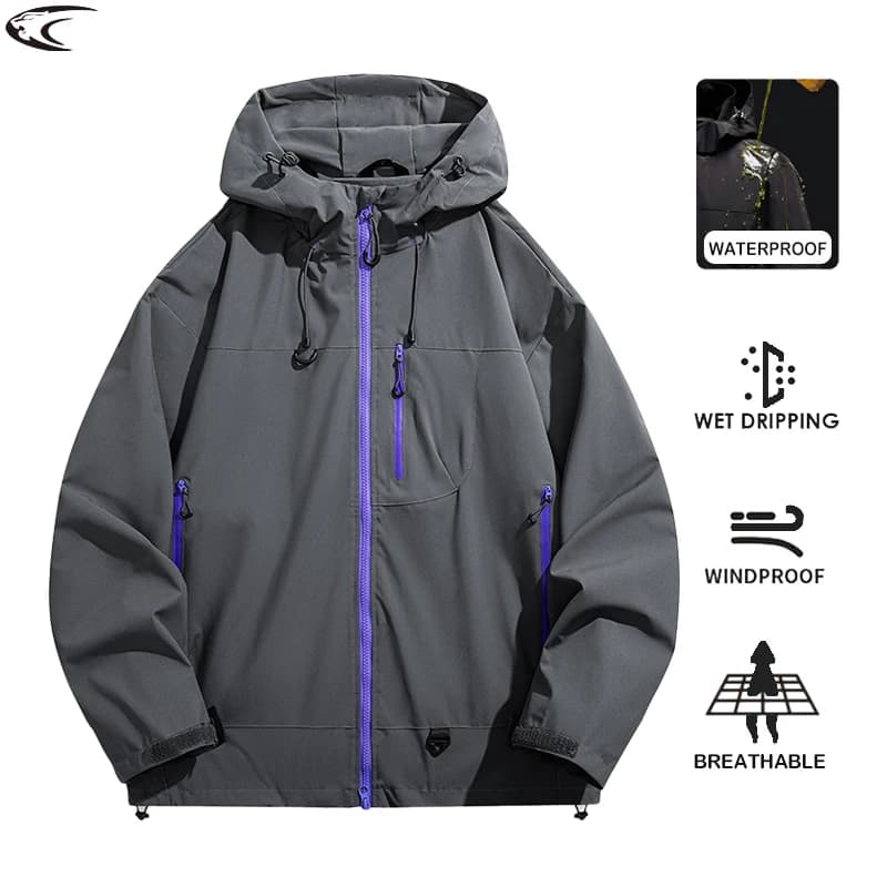 LNGXO Men Women Waterproof Hiking Jacket Trekking Camping Mountaineering Windbreaker Unisex Outdoor Sport Windproof Rain Coat
