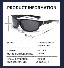 Okum Fashion Polarized Glasses UV400, Anti-UV, Anti-Glare, Strong Light, Suitable for Cycling, Driving, Fishing, Etc
