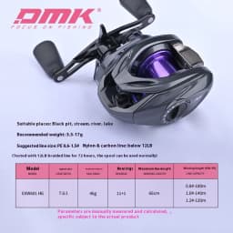 DMK Cheetah Air 7.6:1 DC Fishing Reels Carbon Fibre 135g Electronic Brake MIIEC Band Sound 3-17g Baitcast Fishing Reels