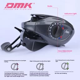 DMK Cheetah Air 7.6:1 DC Fishing Reels Carbon Fibre 135g Electronic Brake MIIEC Band Sound 3-17g Baitcast Fishing Reels