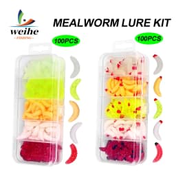 WEIHE 5Colors Artificial Soft Lure Combo Mini Mealworm Lure Kit Maggot Bait Freshwater Saltwater Wobbler Pesca Lures Box