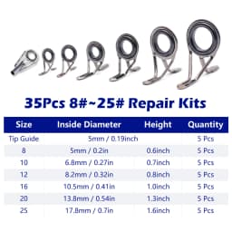 9KM Fishing Rod Guide 8~120Pcs Spinning Rod Repair Kit Stainless Steel Casting Rod Building Ceramics Ring Rod Replacement Set