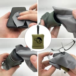 Tactical Ultra-Fine Fibers Cleaning Cloth Hanging One-piece Folding Storage Washable for Binoculars Scopes Glasses Screens