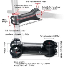 Toseek MTB Handlebar Stem 31.8mm 6/17 Degree Bike Power Aluminum Tundish Carbon Mountain Bike Stem Bicycle Table Cycling Parts