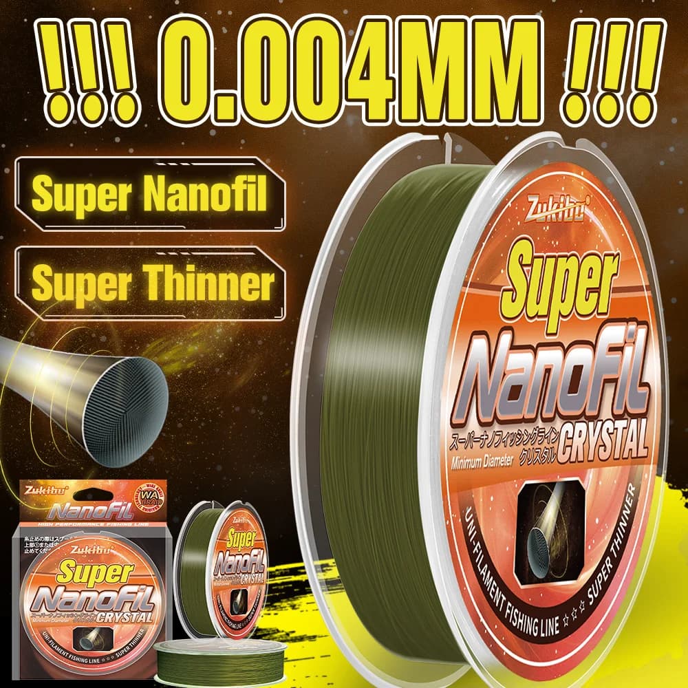 ZUKIBO Nanofil Crystal Unifilament Fishing Line Green Smooth Thin Line Abrasion Resistant Zero Memory for Spinning Reels