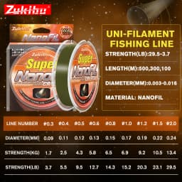 ZUKIBO Nanofil Crystal Unifilament Fishing Line Green Smooth Thin Line Abrasion Resistant Zero Memory for Spinning Reels