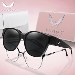 Over Glasses with Box Cover Over Myopia Eyeglasses Unisex Round Shades with UV Protection Outdoor Sports Fishing Hiking Cycling