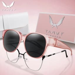Over Glasses with Box Cover Over Myopia Eyeglasses Unisex Round Shades with UV Protection Outdoor Sports Fishing Hiking Cycling