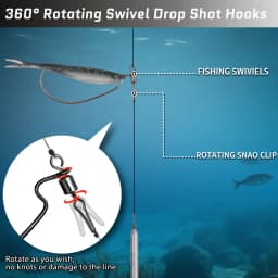 9KM 30Pcs Drop Shot Hooks with Swivels Ewg Bass Fishing Hooks Worm Hook for Texas Rig High Carbon Steel
