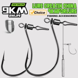 9KM 30Pcs Drop Shot Hooks with Swivels Ewg Bass Fishing Hooks Worm Hook for Texas Rig High Carbon Steel
