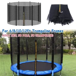 (Only Net, No Pole) Trampoline Safety Net Enclosure Netting Protection Replacement for 6/8/10/12Ft Trampoline Frames w/ Zipper