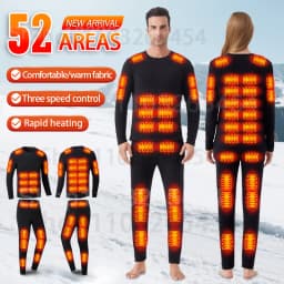 52 Areas New Heated Underwear Winter Thermal Underwear Women Men Heating Jacket Winter Accessories USB Electric Heating Clothes
