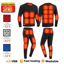 52 Areas New Heated Underwear Winter Thermal Underwear Women Men Heating Jacket Winter Accessories USB Electric Heating Clothes