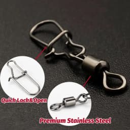 100pcs/box Swivel Snap Connector Pin Rolling Ring Fishing Tackle Buckle Hook Lure Kit Wire Connection 50pcs- 100pcs Bearing Gear