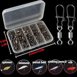 100pcs/box Swivel Snap Connector Pin Rolling Ring Fishing Tackle Buckle Hook Lure Kit Wire Connection 50pcs- 100pcs Bearing Gear