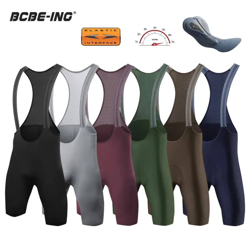 BCBE-ING Men's Bretelle Seamless Cycling Bib Shorts Italy 7 Hour Elastic Interface Pad Cycling Shorts MTB Bicycle Bib Shorts
