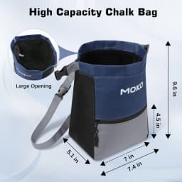 MoKo Chalk Bag for Rock Climbing Large Capacity Climbing Chalk Bag with Magnetic Snap and Zipper Pocket Portable Chalk Bucket