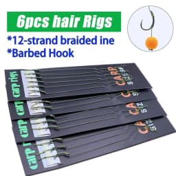 6pcs Carp Fishing Ready Tied Hair Rigs Alloy Steel Carp Fishing Hook Braided Line For Method Feeder Fishing Accessories Tackle