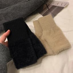 1PC- Warm and Cold-proof Half-finger Gloves for Women in Autumn and Winter, Versatile and Plush, Cute Office Half-finger Gloves