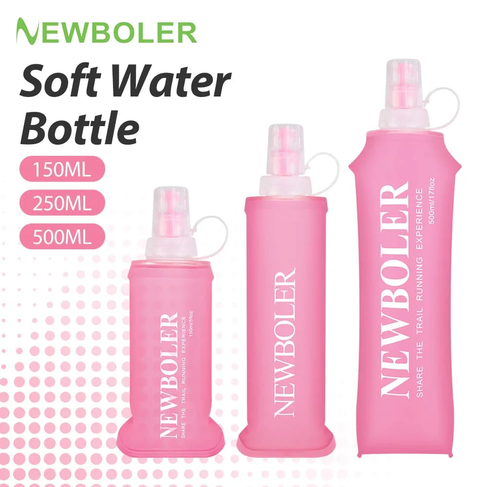 NEWBOLER 150/250/500ml Water Bottle TPU Collapsible Soft Flask Outdoor Sport Hiking Camping Running Portable Soft Water Bottle